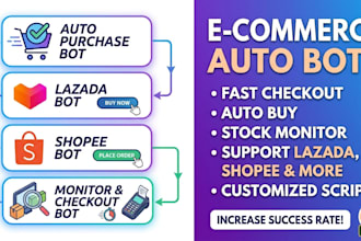 build fast auto purchase bot, lazada bot ,shope bot ,checkout bot monitor bot