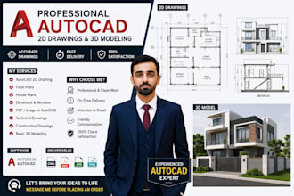 do professional autocad 2d drawings 3d modeling and cross section