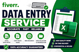 do fast and accurate data entry, copy paste, excel work