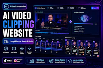 develop saas ai video clipping website for short reels and faceless content