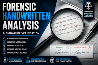 do forensic handwriting and signatures analysis, report and evidence