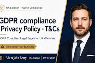 draft gdpr compliant privacy policy, tcs legal page for UK website UK solicitor