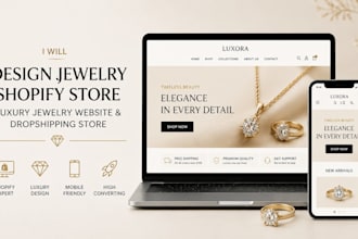 design jewelry shopify store, luxury jewelry website, dropshipping store
