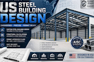 do US steel building structural design calculations permit plans drawings