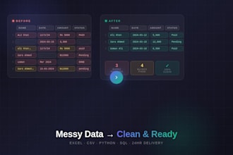 clean, duplicate, and organize your messy excel or CSV data