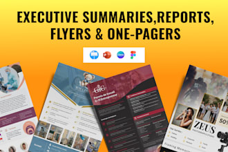design one pager executive summary, business pitch, report