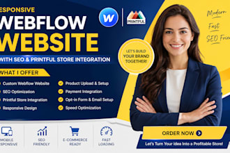 design webflow website with seo and printiful store integration