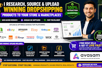 list winning research dropshipping avasam product to shopify ebay marketplace