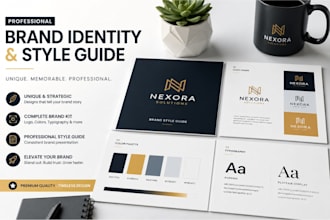 design a logo and brand identity, brand guide, branding kit, brand style guide