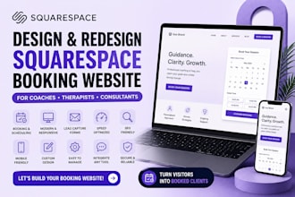 design, redesign squarespace booking website for coaches, therapists, consultant