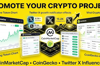promote your coinmarketcap, coingecko crypto listing, twitter x influencer