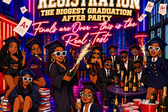 design a unique illustration cartoon flyer and poster for your event