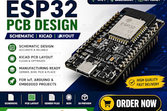 design esp32 pcb, schematic, kicad layout, iot circuit and arduino pcb