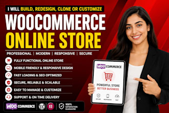 build, redesign, clone, or customize a woocommerce store