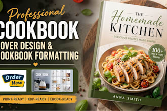 design cookbook cover or recipe book cover design and cookbook formatting