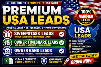 provide sweepstaks leads USA owner timeshare leads owner bank leads
