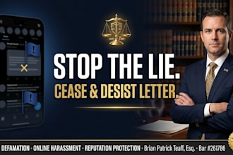 draft a cease and desist for defamation, harassment and online reputation