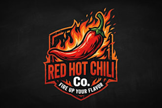 design a bold and spicy red chili logo for your food brand
