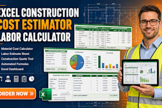 labor calculator sheet, quote sheet, excel construction cost estimator material