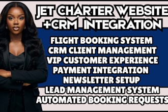 jet charter website aviation website travel site flight site and CRM integration