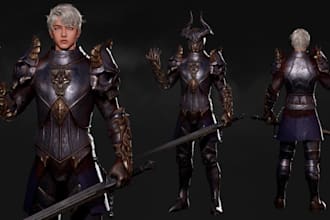 dark fantasy warrior character,medieval armor,3d metahuman humanik, humanoid rig