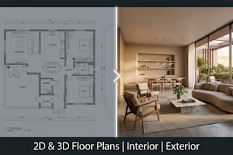 redesign your 2d and 3d floor plan, redo interior and revamp exterior design