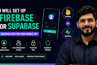 set up firebase or supa base backend with auth for your mobile app