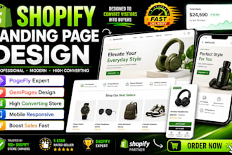 design shopify landing page, pagefly landing page, gempages shopify store design