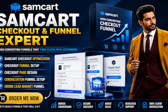 setup samcart checkout optimazation, checkout funnel, checkout page consultation
