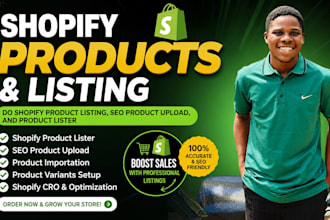 do shopify product listing, SEO product upload and product lister