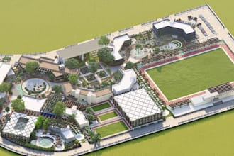 recreate architecture site plan, landscape masterplan,campus design, site layout