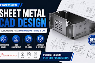 create sheet metal cad design, solidworks files for manufacturing, cnc