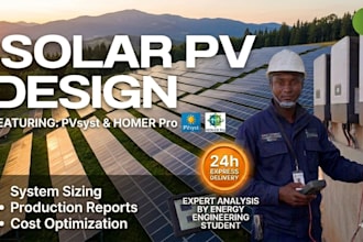 be perform expert solar design with pvsyst and homer pro in 24 hours