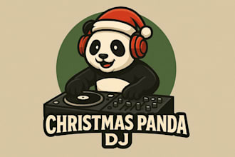 make your christmas panda dj party mascot logo in one day