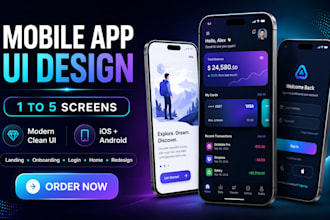 design modern mobile app UI screens for ios and android app