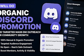 do organic discord promotion and targeted mass dm outreach for community growth