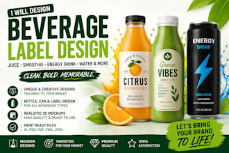 design juice, smoothie, and drink labels, mockups