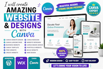 create stunning website, canva landing page,  and canva business website