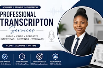 professionally transcribe audio, video, podcasts, and interviews