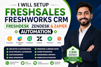 setup freshsales freshworks CRM freshdesk zendesk and zapier automation