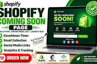 design a professional shopify coming soon page countdown waitlist prelaunch page