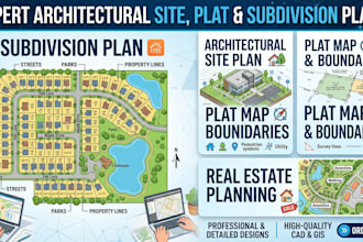 design architectural site plans, plat map, real estate plans and subdivision