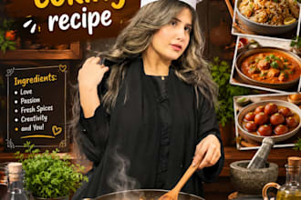 create amazing cooking recipe thumbnails, food posters and chef photo edits