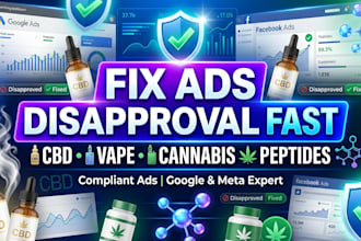 fix cbd vape cannabis ads disapproval, run compliant peptides ads supplements ad