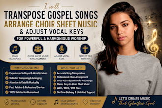 transpose gospel songs arrange choir sheet music adjust vocal keys for worship