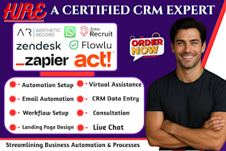setup aesthetic record flowlu zendesk act zoho recruit whatsapp automation gulf