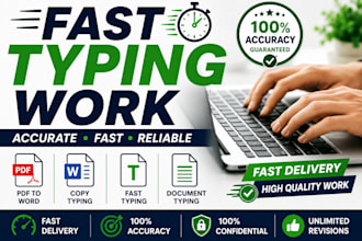 do fast typing work, copy typing and PDF to word typing