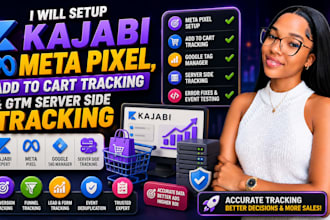 setup kajabi, facebook meta pixel, add to cart, GTM server side tracking