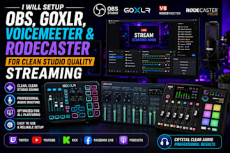 setup obs, goxlr, voicemeeter and rodecaster for clean studio quality streaming