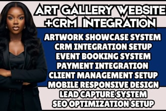 design art gallery website artist website exhibition website and CRM integration